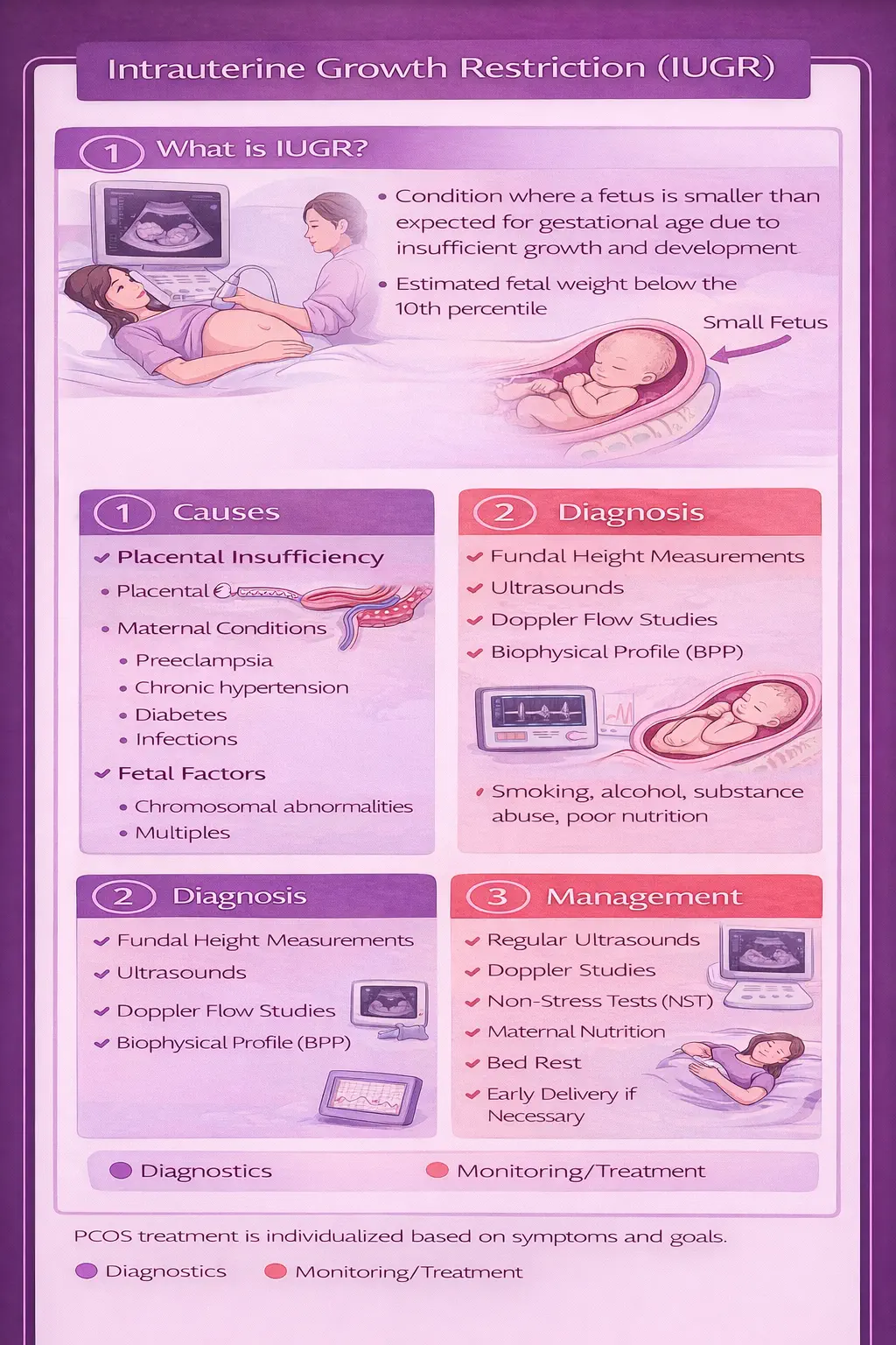 Prenatal screening pathway flowchart showing decision points from NIPT through diagnostic testing